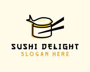 Chopsticks Sushi Anaglyph logo design