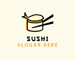 Chopsticks Sushi Anaglyph logo design