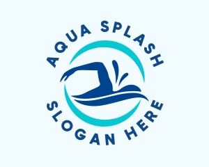 Swim - Aqua Wave Swimming logo design
