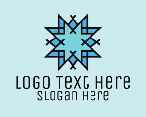 Snow - Blue Snowflake Mosaic logo design