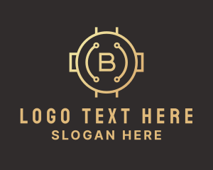 Blockchain - Gold Crypto Letter B logo design