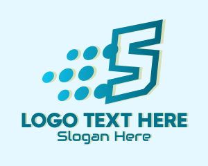 Jersey Number - Modern Tech Number 5 logo design