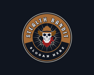 Western Cowboy Skull logo design