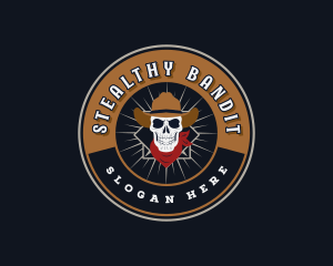 Western Cowboy Skull logo design