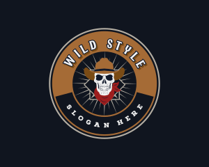 Western Cowboy Skull logo design