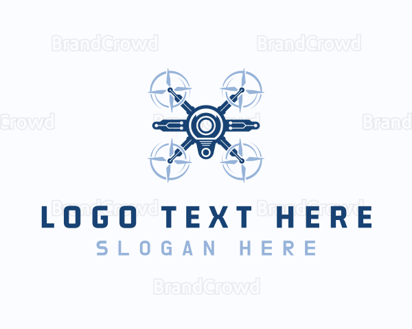 Surveillance Drone Flying Logo