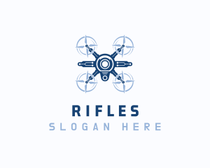 Surveillance Drone Flying Logo