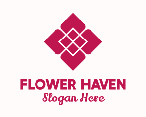 Red Diamond Flower  logo design