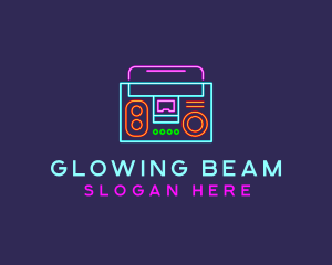 Neon Music Stereo Boombox logo design