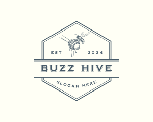 Bee Honey Dipper Apiary logo design