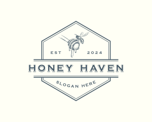 Bee Honey Dipper Apiary logo design