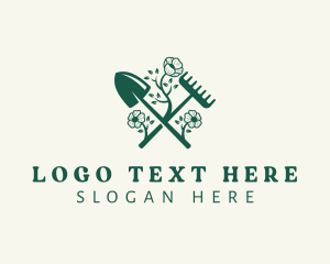 Hedge Shears - Gardener Shovel Rake logo design