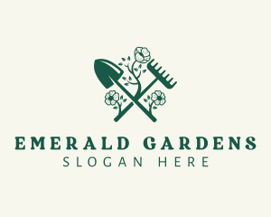 Gardener Shovel Rake logo design