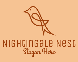 Nightingale - Sparrow Bird Outline logo design