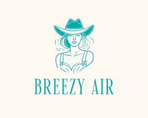 Cowgirl Farmer Woman logo design