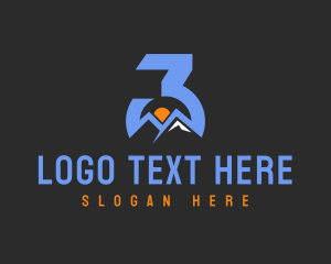 Three - Mountain View Number 3 logo design