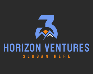 Horizon - Mountain View Number 3 logo design