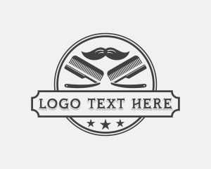 Retro - Mustache Barber Hairdresser logo design