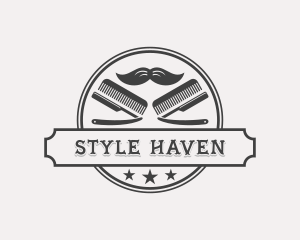 Barbershop - Mustache Barber Hairdresser logo design