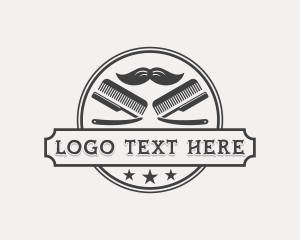 Scissors - Mustache Barber Hairdresser logo design