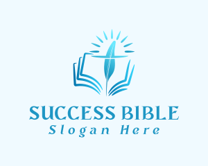 Bible - Cross Quill Bible logo design
