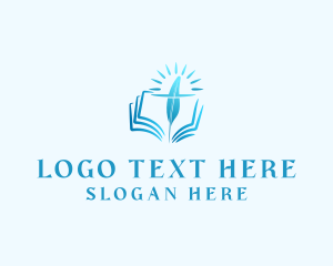 Religious - Cross Quill Bible logo design