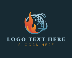 Heat - Heating Flame Snowflake logo design