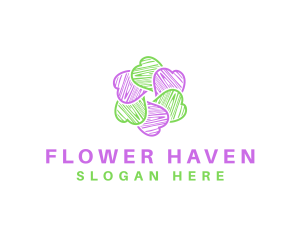 Wooden Flower Heart logo design