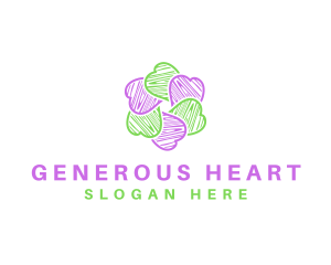 Wooden Flower Heart logo design