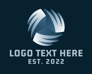 Letter Fl - 3D Metallic Wind logo design