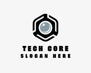 Hexagonal Camera Tech logo design