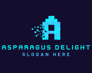 Blue Digital Pixel Letter A logo design