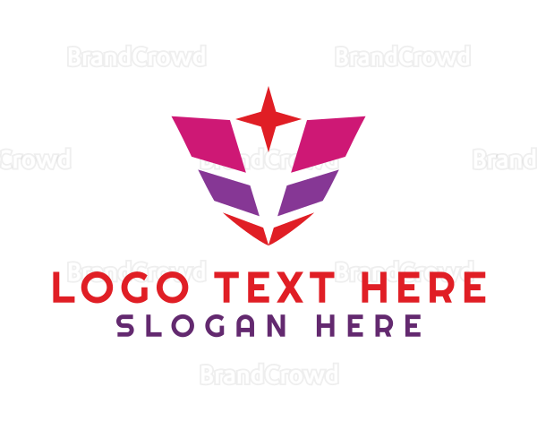 Geometric Letter V Star Logo