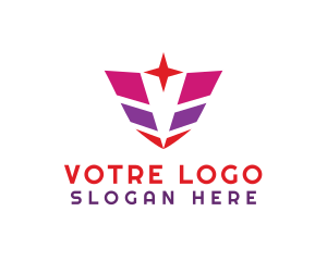 Geometric Letter V Star logo design
