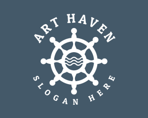 Sailing Boat Marine Helm logo design