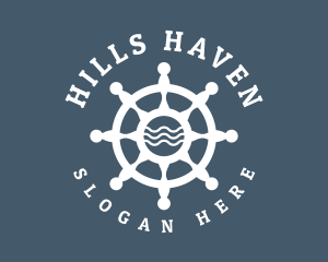 Sailing Boat Marine Helm logo design