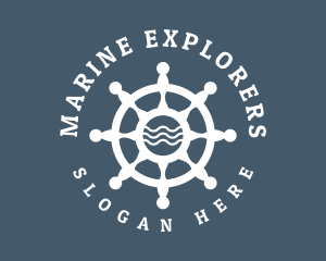 Sailing Boat Marine Helm logo design