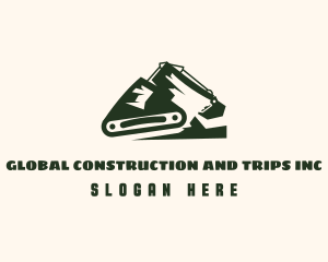 Excavator Mountain Construction logo design