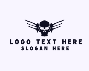 Skate - Skull Wings Tattoo logo design