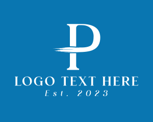 White - Artistic Brush Letter P logo design