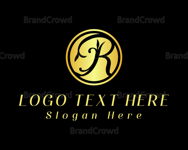 Classy Golden Letter R Logo