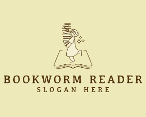 Reader - Smart Woman Librarian logo design