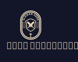 Sword Weapon Cross Badge logo design