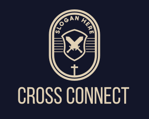 Cross - Sword Weapon Cross Badge logo design