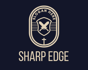 Dagger - Sword Weapon Cross Badge logo design