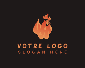 Hot - Fire Rooster Grill logo design