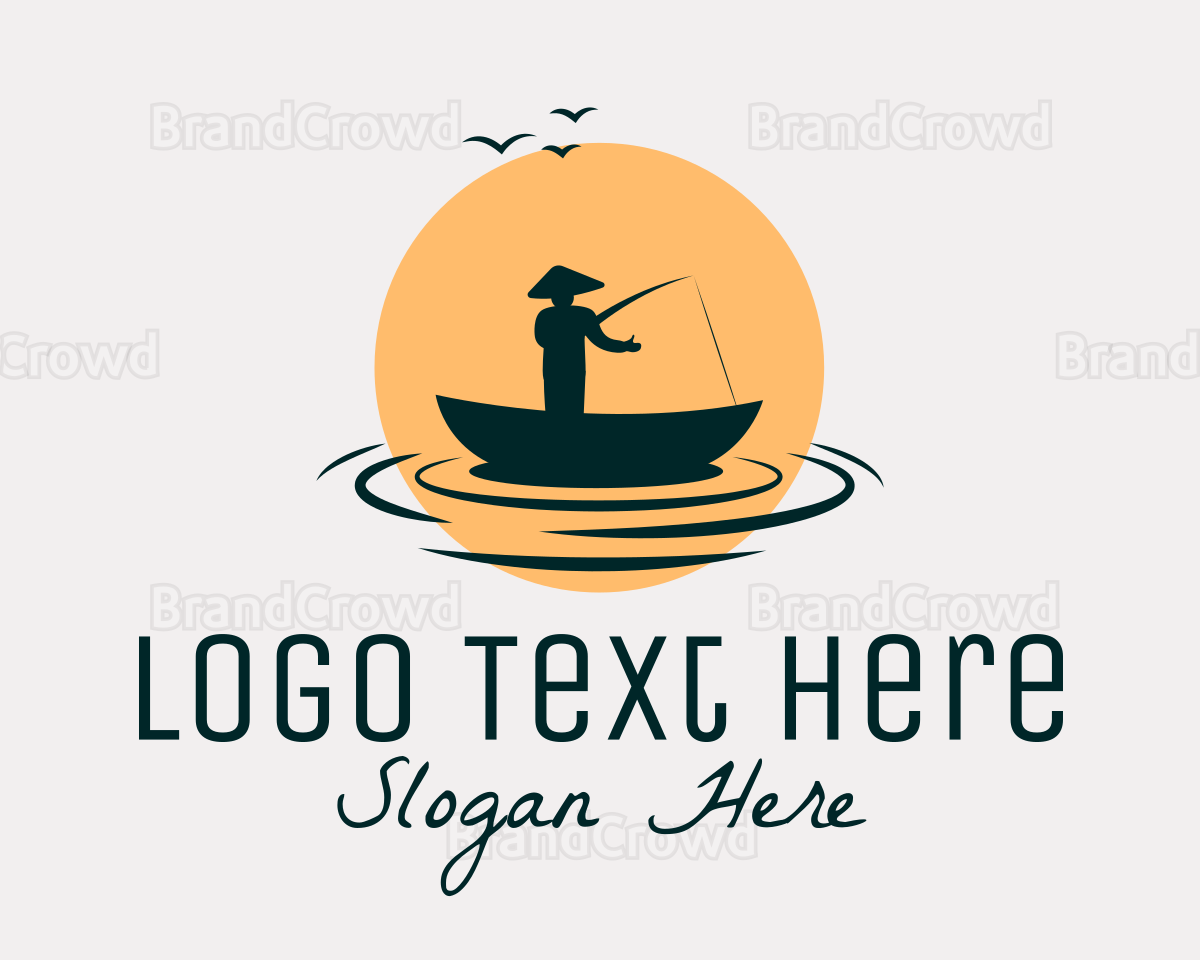 Fisherman Boat Sunset Logo | BrandCrowd Logo Maker