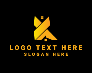 Golden - Gold House Letter K logo design