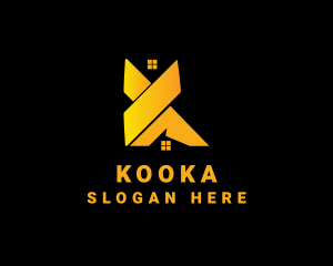 Gold House Letter K logo design