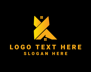 Gold - Gold House Letter K logo design